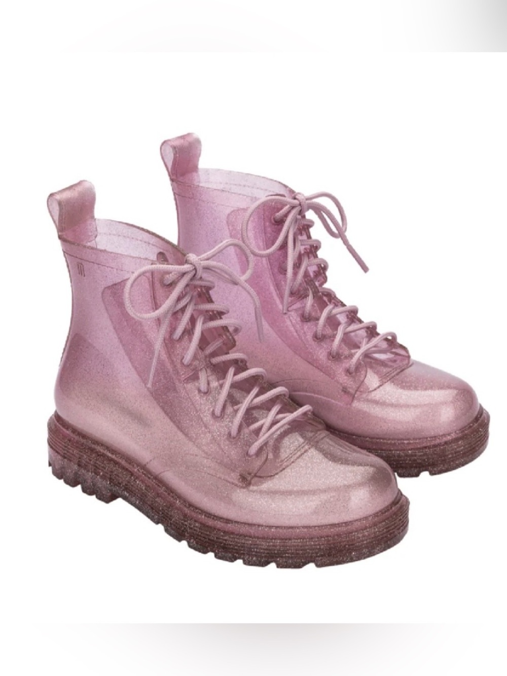 Mini Melissa | Coturno Kids Boot | Pink Glitter | Lace Up | 13